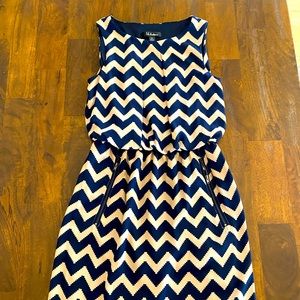 SL fashions - navy and tan chevron dress